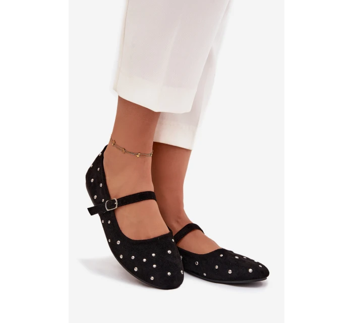 Dámské zdobené baleríny s páskem Olivisse – černé