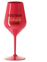 DĚDEČKOVA TEKUTÁ TERAPIE - červená nerozbitná sklenice na víno 470 ml