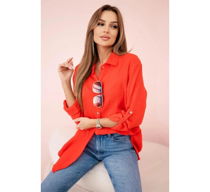 Dámská mušelínová košile 208 Červená - K-Fashion