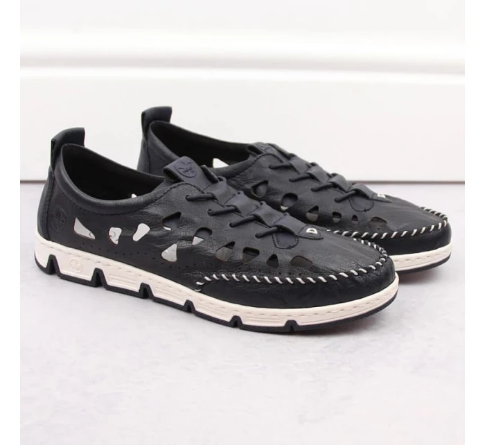 Rieker W RKR652 námořnicky modrá kožená polobotka s prolamovanou podrážkou Rieker W RKR652 námořnicky modrá kožená polobotka s prolamovanou podrážkou