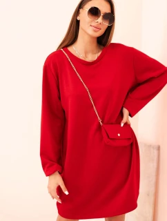 Dámská viskózová sukýnka Plus Size s model 21268071 na řetízku červená - K-Fashion