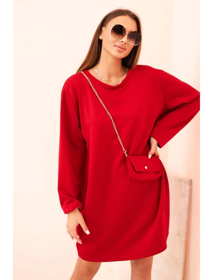 Dámská viskózová sukýnka Plus Size s model 21268071 na řetízku červená - K-Fashion