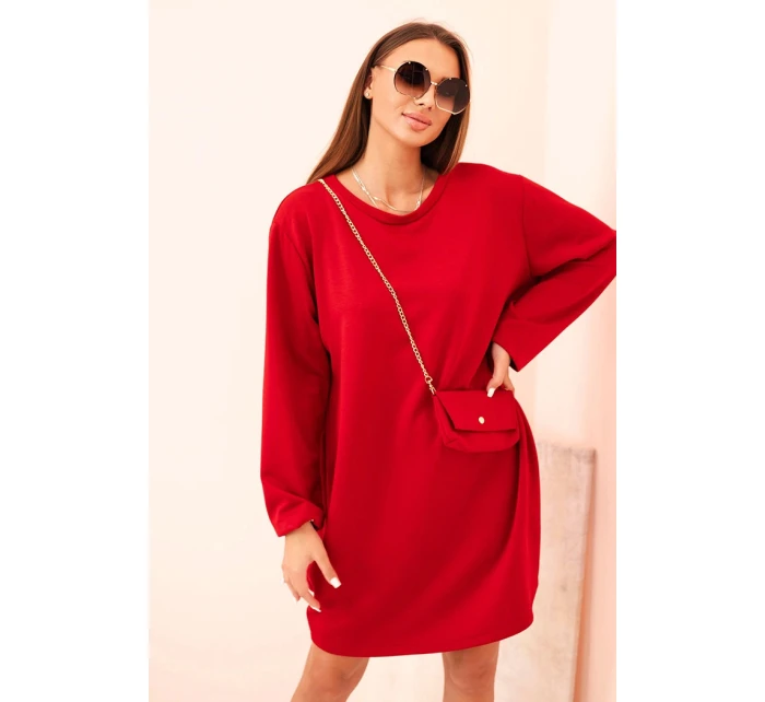 Dámská viskózová sukýnka Plus Size s model 21268071 na řetízku červená - K-Fashion