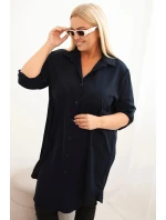 Dámská košilová šaty Plus Size s delším zadním dílem a rukávy model 21428149 - K-Fashion