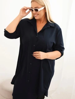Dámská košilová šaty Plus Size s delším zadním dílem a rukávy model 21428149 - K-Fashion