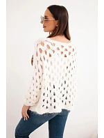Dámský svetr model 22293740 s ozdobným vzorem a příměsí vlny ecru - K-Fashion Dámský svetr model 22293740 s ozdobným vzorem a příměsí vlny ecru - K-Fashion