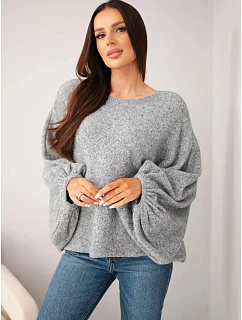 Svetr dámský s přídavkem model 22540754 oversize šedý - K-Fashion