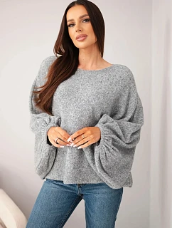 Svetr dámský s přídavkem model 22540754 oversize šedý - K-Fashion
