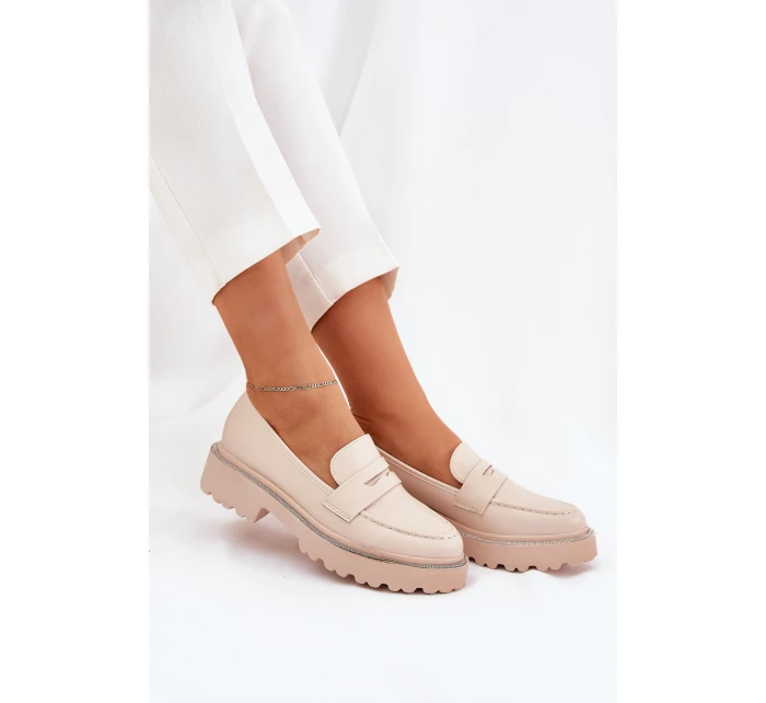Dámské Mokasíny Eko Kožené S Béžové model 21690528 - Boto