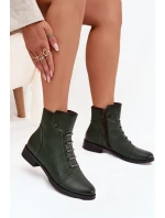 Zateplené dámské boty na plochém podpatku zelené Labise Zateplené dámské boty na plochém podpatku zelené Labise