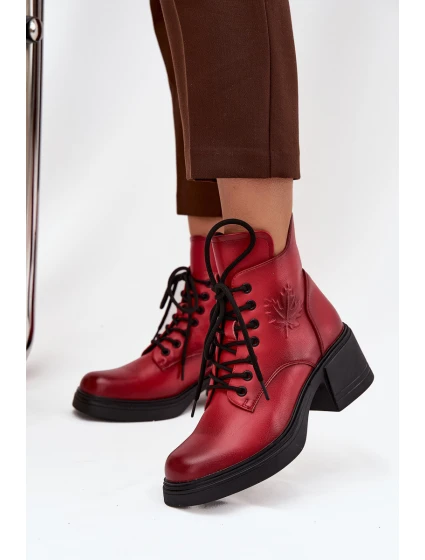 Dámské kožené kotníkové boty na klínku s vyhříváním Vinceza 39950 červené