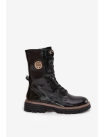 Lakované workery dámské s zlatým detailem zateplené černé model 21712830 - Boto Lakované workery dámské s zlatým detailem zateplené černé model 21712830 - Boto