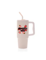 Personalizovaná termoska s barevným víčkem s ovocem a textem 