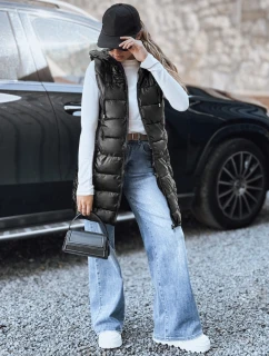 Dámská prošívaná vesta s kapucí černá FashionStreet TY5259