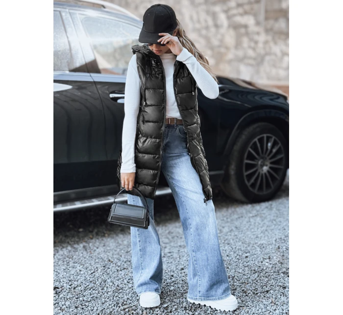 Dámská prošívaná vesta s kapucí černá FashionStreet TY5259