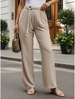 Dámské kalhoty s širokými nohavicemi, béžové, FashionStreet UY3074