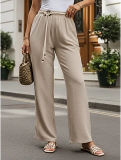 Dámské kalhoty s širokými nohavicemi, béžové, FashionStreet UY3074