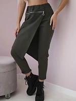 Punto Milano Zimní kalhoty s ozdobným zipem khaki