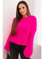 Svetr dámský z mohairu s bufáčovými rukávy malinová