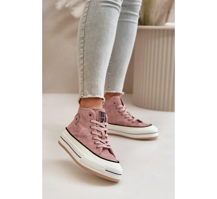 Zateplené Dámské Tenisky Na Platformě Eko Kůže Big Star Růžové Zateplené Dámské Tenisky Na Platformě Eko Kůže Big Star Růžové