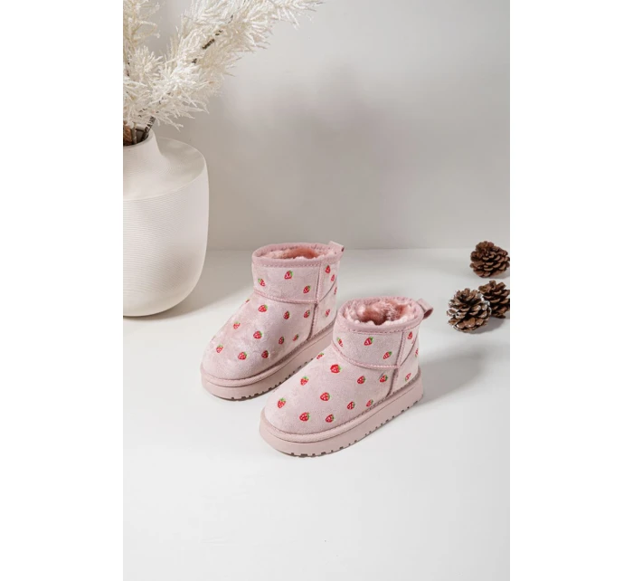 Dětské sněhule s jahůdkami Gracina – růžové Dětské sněhule s jahůdkami Gracina – růžové