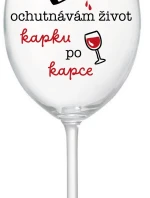 OCHUTNÁVÁM ŽIVOT KAPKU PO KAPCE - čirá sklenice na víno 350 ml