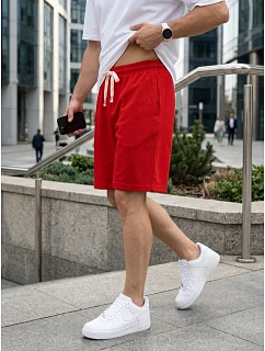Pánské červené teplákové kraťasy FashionStreet SX2637