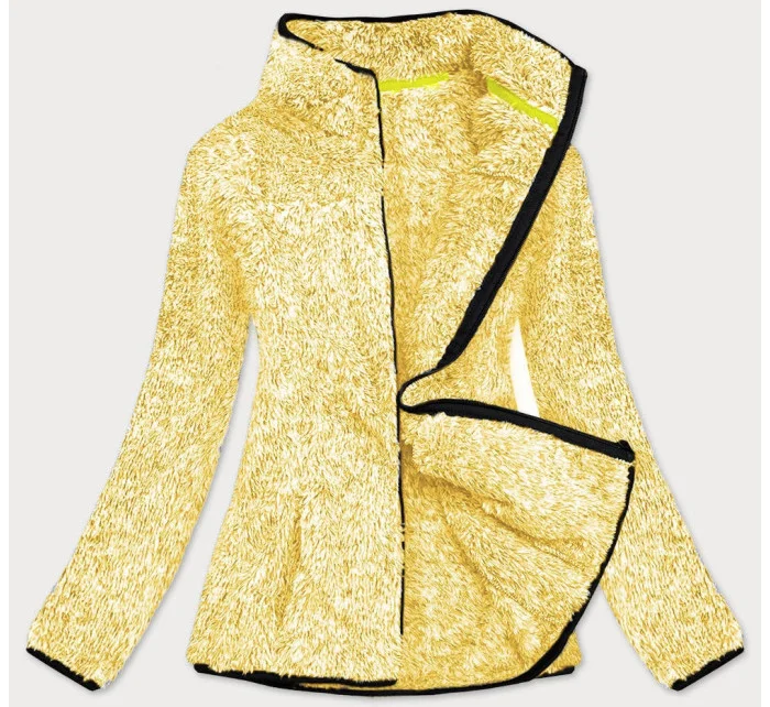Žlutá melanžová plyšová dámská mikina model 17691540 - J.STYLE