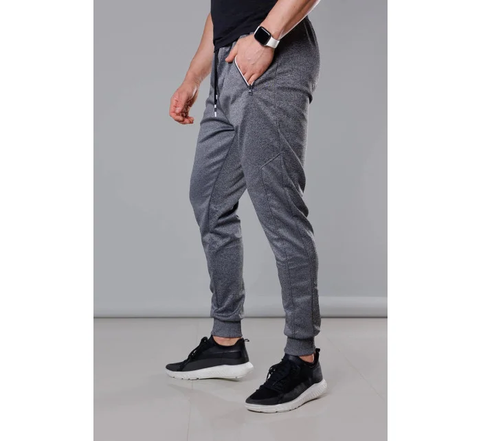 Pánské teplákové kalhoty v grafitové barvě se stahovacími lemy model 18345029 - J.STYLE