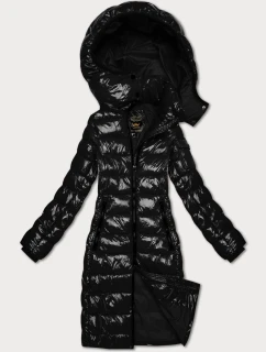 Černá lesklá vypasovaná prošívaná bunda Libland (LD-7778)