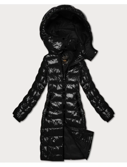 Černá lesklá vypasovaná prošívaná bunda Libland (LD-7778)