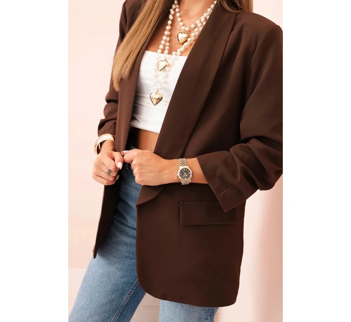 Elegantní sako s klopami hnědé Elegantní sako s klopami hnědé