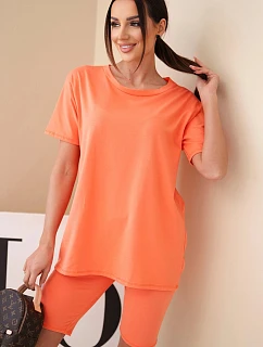 Dámský bavlněný komplet s krátkým rukávem a šortkami žlutý