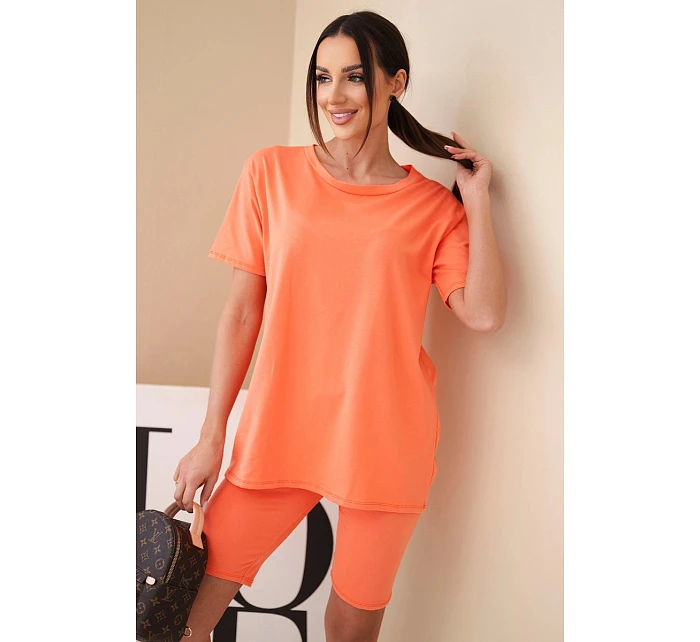 Dámský bavlněný komplet s krátkým rukávem a šortkami žlutý Dámský bavlněný komplet s krátkým rukávem a šortkami žlutý