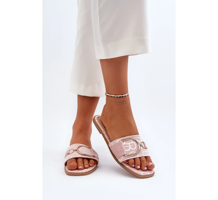 Lesklé Dámské Žabky S Ozdobou Růžové Taleci