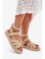 Dámské sandály se zipy béžové model 21698837 - Boto Dámské sandály se zipy béžové model 21698837 - Boto