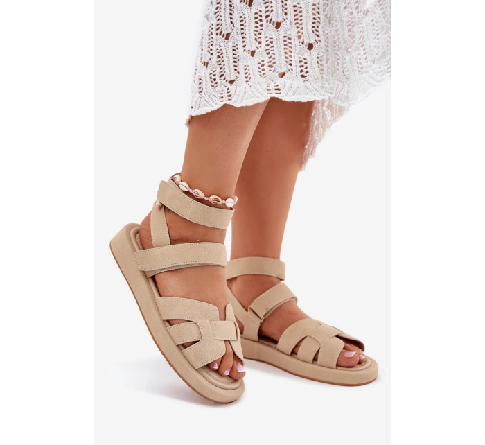 Dámské sandály se zipy béžové model 21698837 - Boto Dámské sandály se zipy béžové model 21698837 - Boto