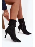 Dámské Kotníkové Boty Na Podpatku S  Eko  Černé model 21709019 - Boto