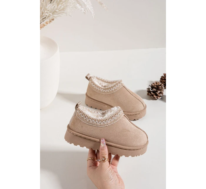 Dětské sněhule s výšivkou béžové Prina Dětské sněhule s výšivkou béžové Prina