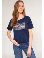 Dámské tričko s ozdobným panelem TSH0083-013 tmavě modrá - Monnari Dámské tričko s ozdobným panelem TSH0083-013 tmavě modrá - Monnari