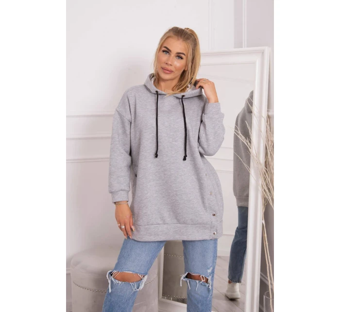 Zateplená mikina se zapínáním na druky šedá