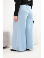 Dámské kalhoty Plus Size se širokou nohavicí a páskem modré