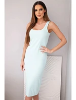Dámské viskózové žebrované šaty na ramínkách mentolová Dámské viskózové žebrované šaty na ramínkách mentolová