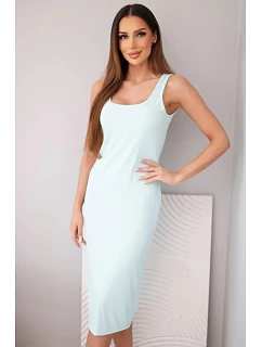 Dámské viskózové žebrované šaty na ramínkách mentolová