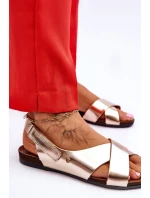 kožené sandály na suchý zip Zlaté Addison