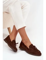 Polobotky Mokasiny Dámské Ploché S Čokoládové model 21709698 - Boto