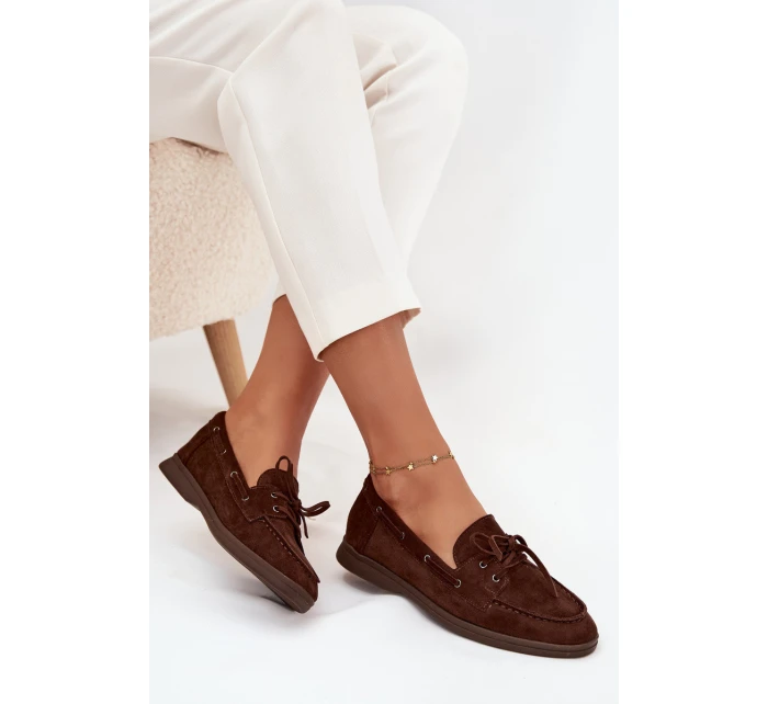 Polobotky Mokasiny Dámské Ploché S Čokoládové model 21709698 - Boto