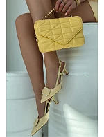 Dámské sandály na podpatku s ozdobným Žluté model 22028004 - Boto