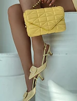 Dámské sandály na podpatku s ozdobným prvkem Žluté Eslina