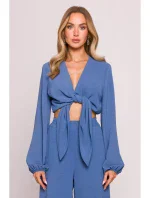 model 21136161 Crop top s vázáním vpředu džíny - Moe